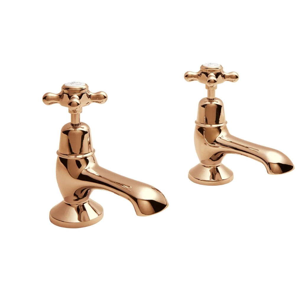 BC Designs Victrion Crosshead Copper Bath Pillar Taps Cut Out